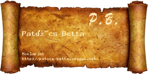 Patócs Betta névjegykártya