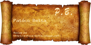 Patócs Betta névjegykártya